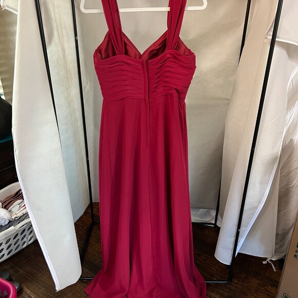 Brand New Azazie Burgundy Empire Convertible Ruched Chiffon Dress - Picture 4 of 13